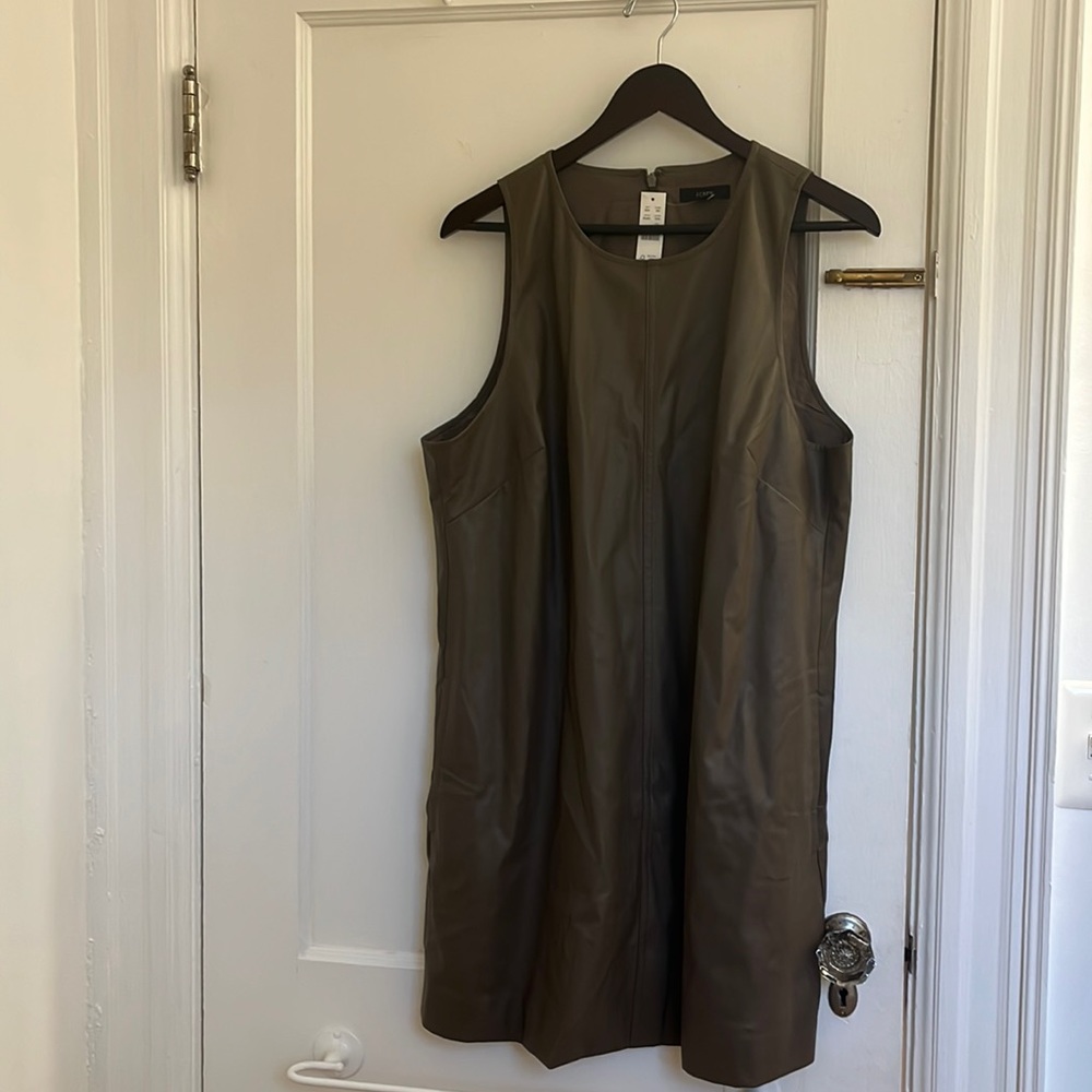Faux leather J Crew shift dress NWT
